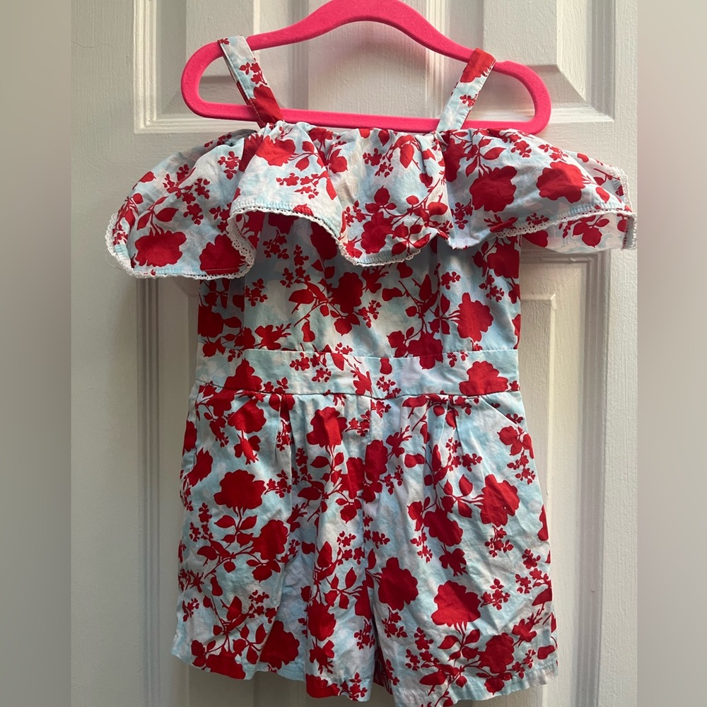 Janie and Jack Red Floral Kids Romper